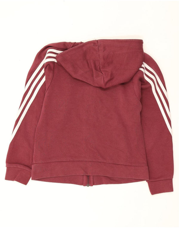 Adidas Womens Zip Hoodie Sweater UK 4/6 XS Burgundy Cotton