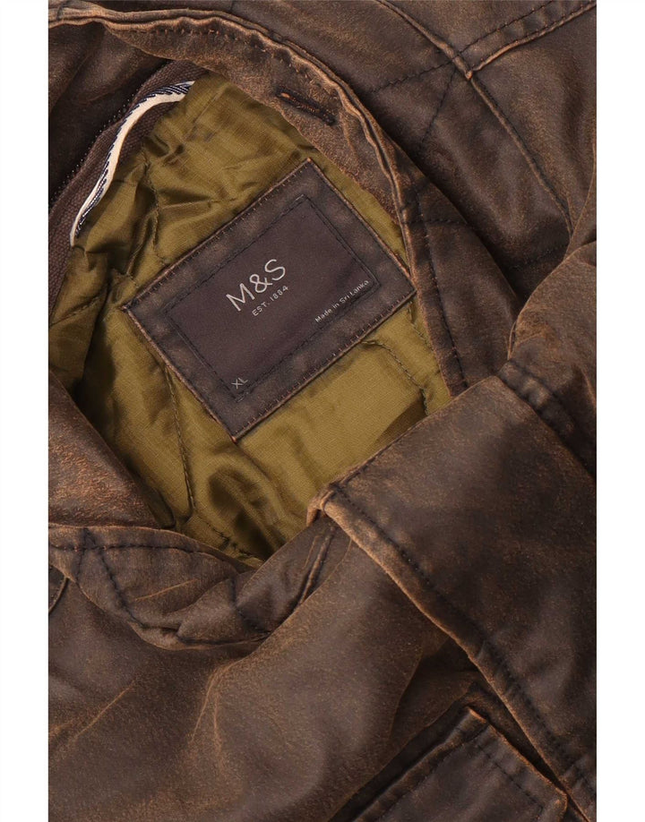 Marks & Spencer Mens Waxed Cotton Jacket UK 42 XL Brown
