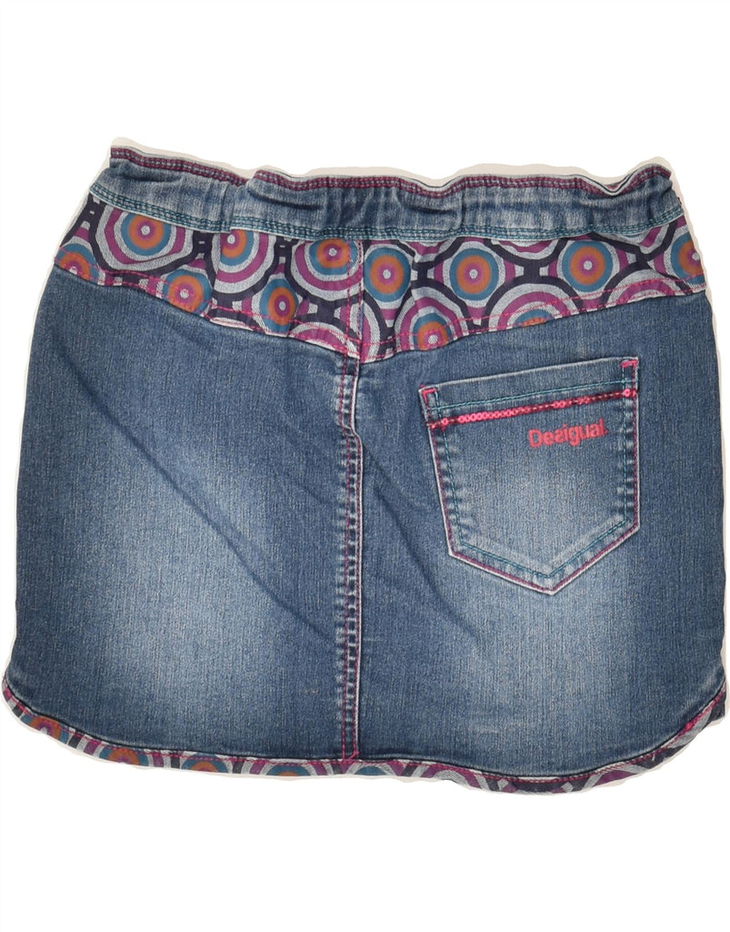 DESIGUAL Girls Graphic Denim Skirt 13-14 Years W28 Navy Blue Cotton | Vintage Desigual | Thrift | Second-Hand Desigual | Used Clothing | Messina Hembry 