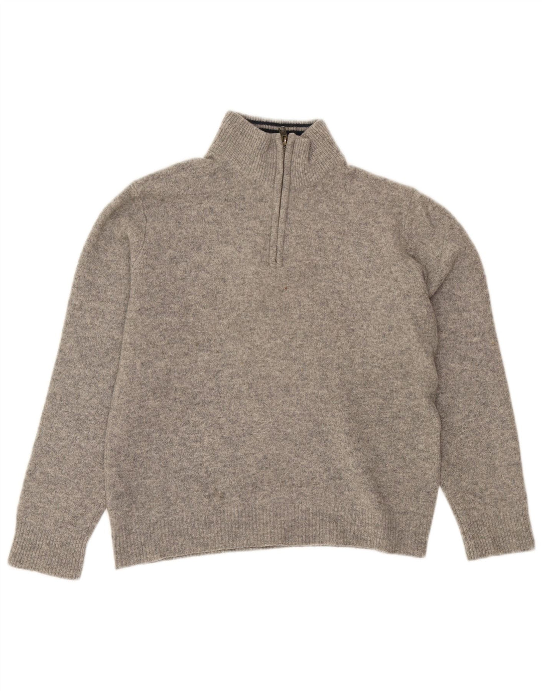 Boden Womens Zip Neck Jumper Sweater UK 14 Medium Grey Flecked Wool