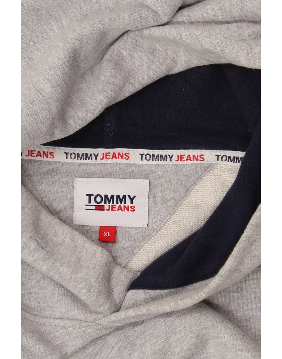 TOMMY HILFIGER Mens Graphic Hoodie Jumper XL Grey Colourblock