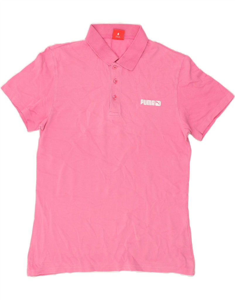 PUMA Womens Polo Shirt UK 14 Medium Pink Cotton | Vintage Puma | Thrift | Second-Hand Puma | Used Clothing | Messina Hembry 