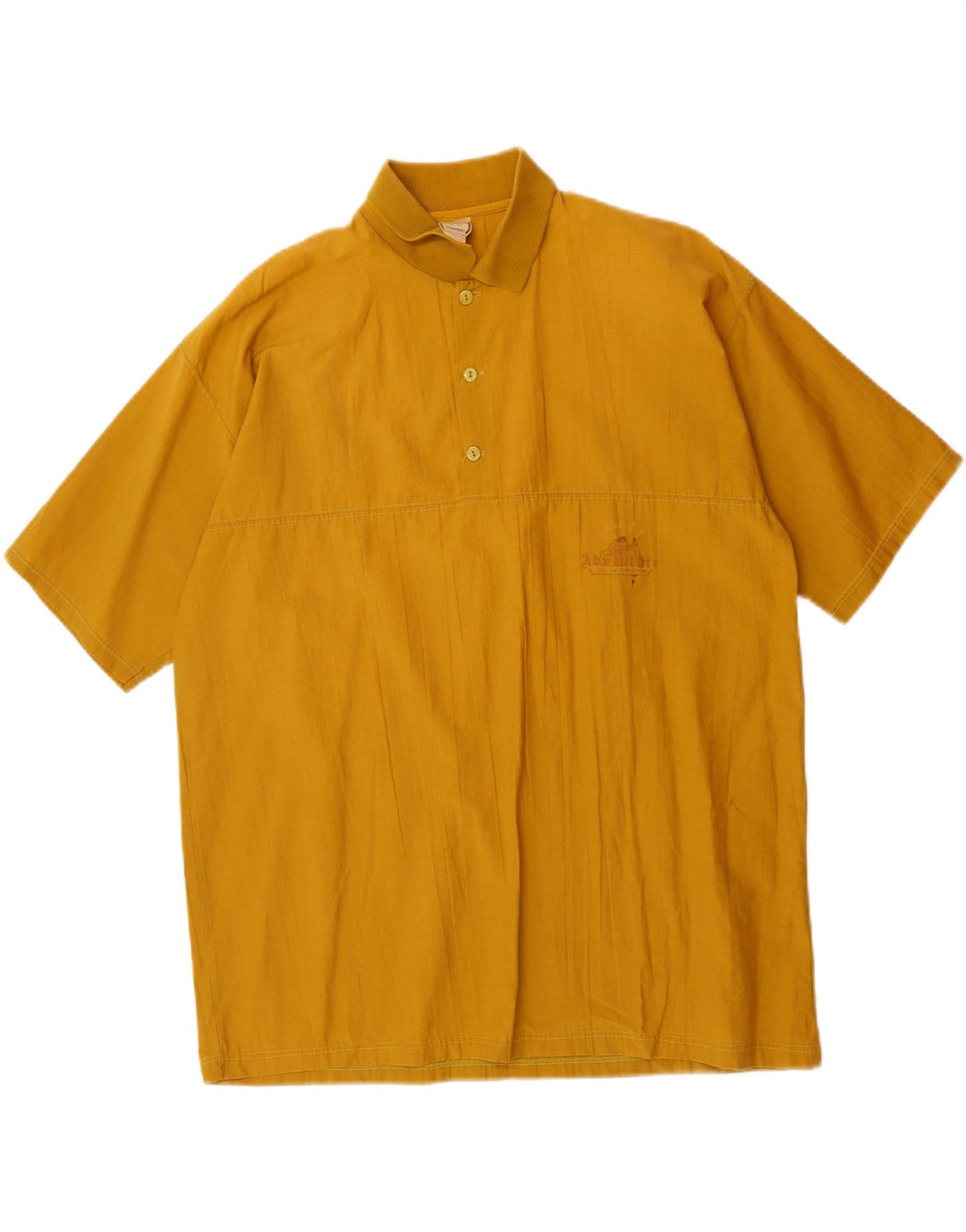 VINTAGE Mens Graphic Short Sleeve Pullover Shirt IT 50 Medium Yellow Vintage Vintage and Second-Hand Vintage from Messina Hembry 