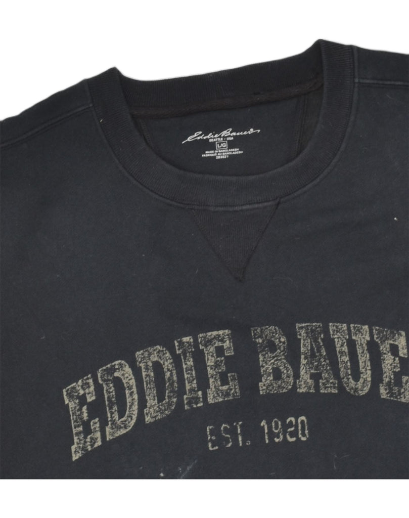 EDDIE BAUER Mens Graphic Sweatshirt Jumper Large Navy Blue Cotton | Vintage Eddie Bauer | Thrift | Second-Hand Eddie Bauer | Used Clothing | Messina Hembry 