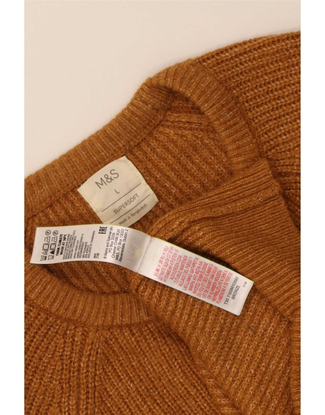 Marks & Spencer Mens Crew Neck Jumper Sweater Large Brown Polyamide