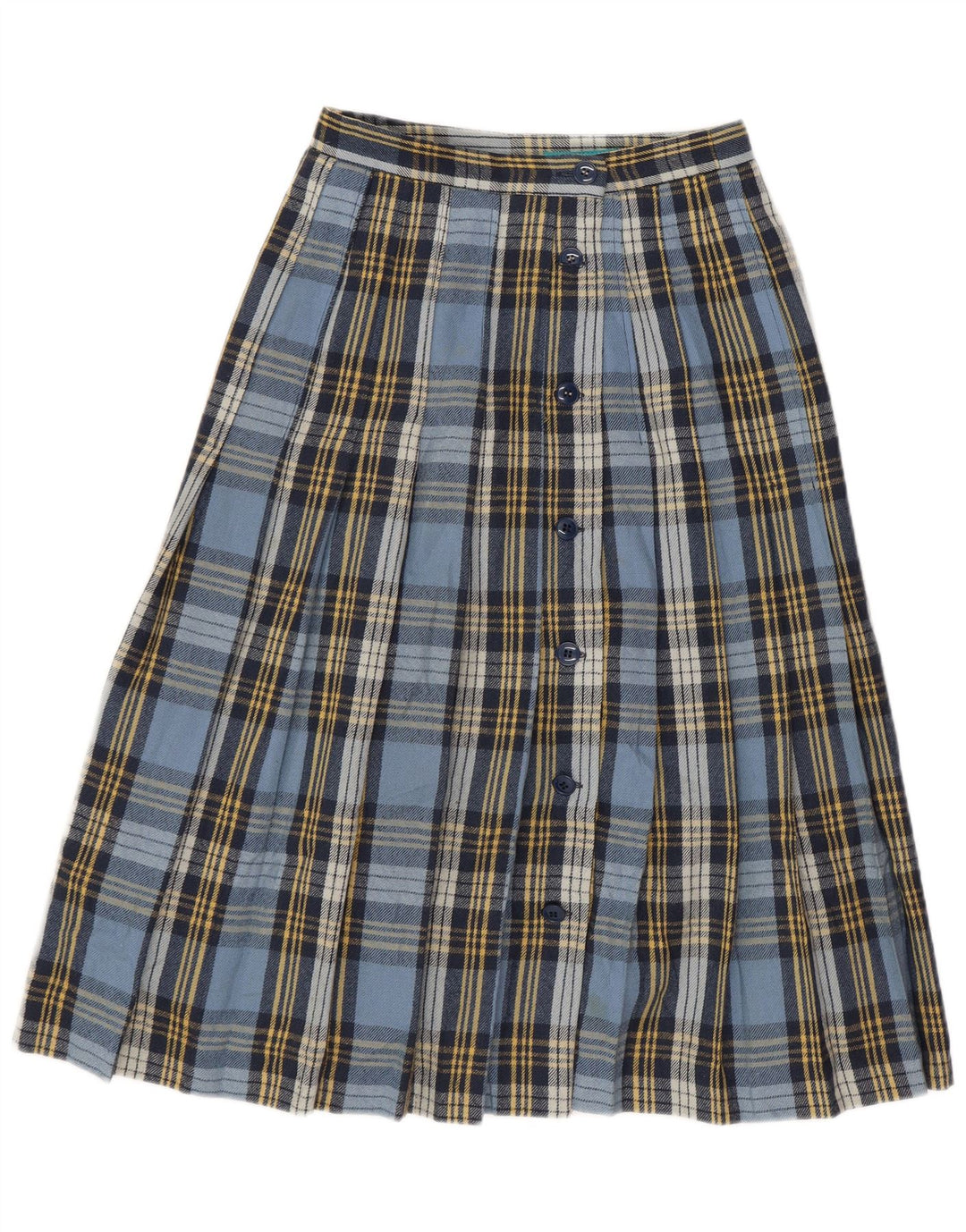 Cacharel Womens Pleated Skirt W24 XS Blue Plaid Polyester