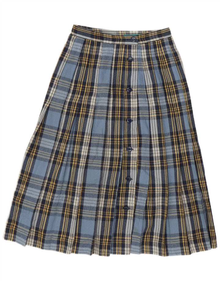 Cacharel Womens Pleated Skirt W24 XS Blue Plaid Polyester