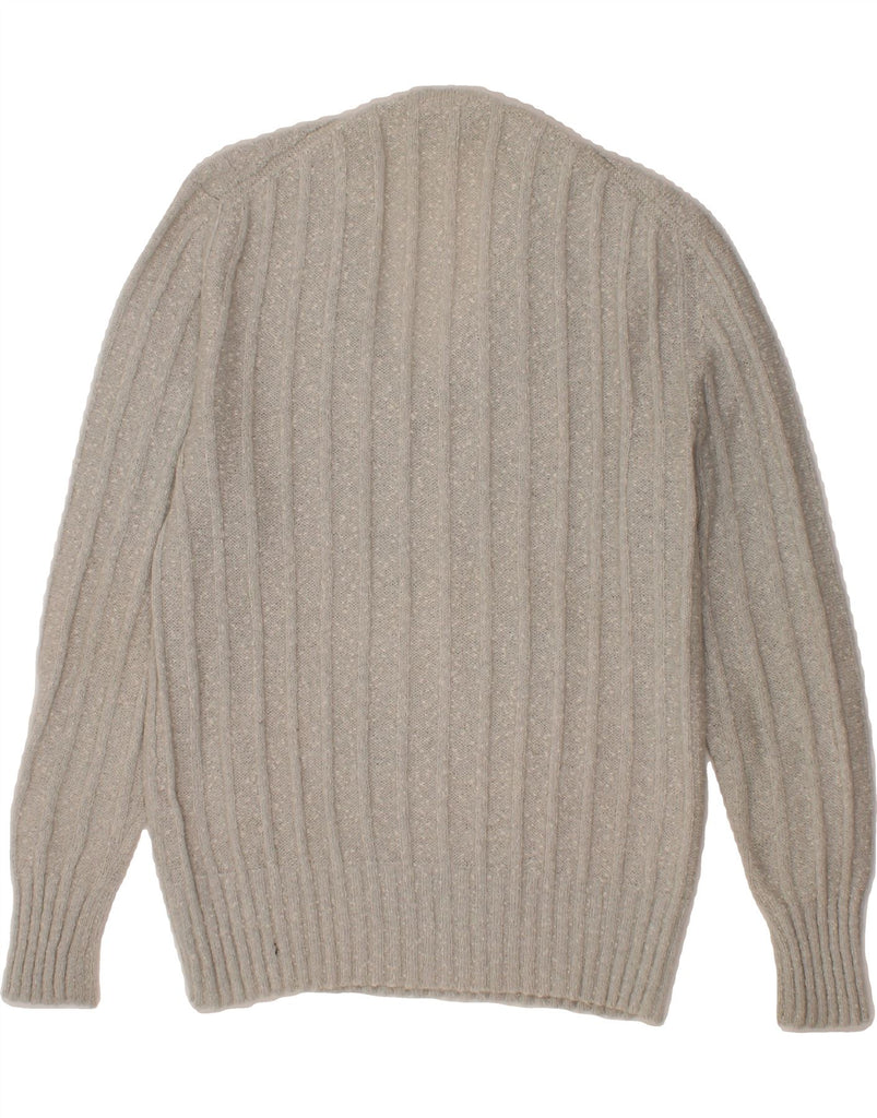 VINTAGE Mens V-Neck Jumper Sweater Medium Grey Flecked Vintage Vintage and Second-Hand Vintage from Messina Hembry 