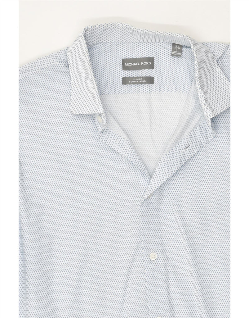 MICHAEL KORS Mens Slim Fit Shirt Size 16 1/2 32/33 Large White Spotted | Vintage Michael Kors | Thrift | Second-Hand Michael Kors | Used Clothing | Messina Hembry 