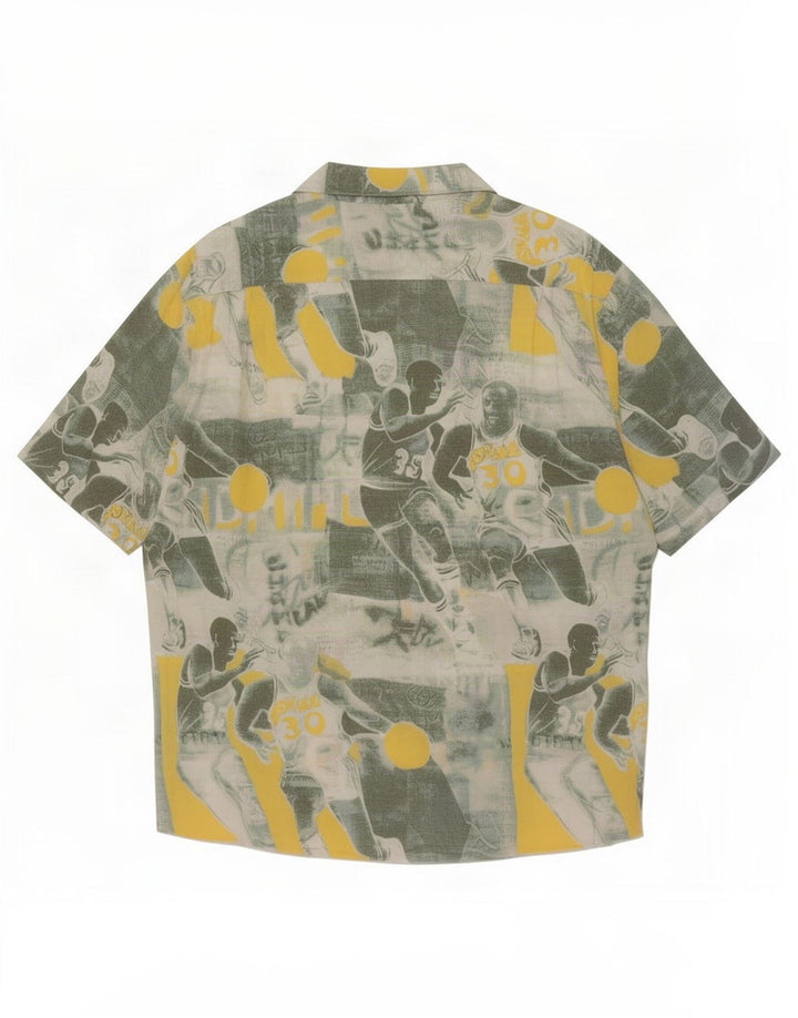 Vintage Mens Abstract Pattern Short Sleeve Shirt XL Multicoloured