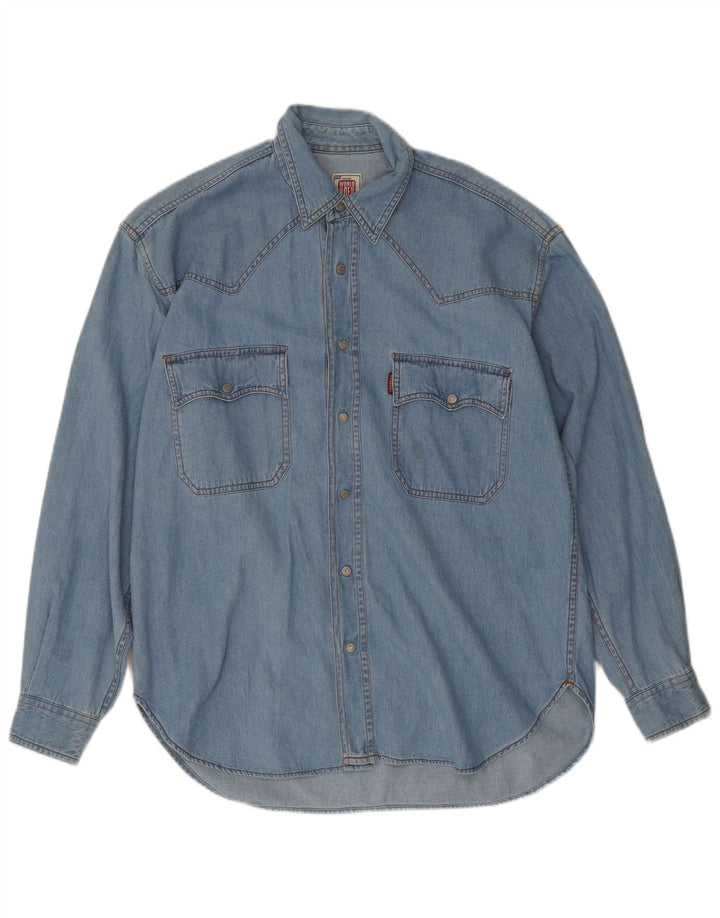 Casucci Mens Denim Shirt Medium Blue Cotton