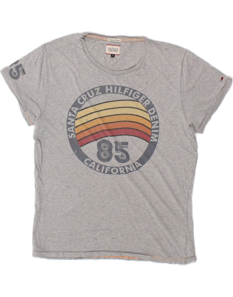 TOMMY HILFIGER Mens Graphic T-Shirt Top Medium Grey Cotton Vintage Tommy Hilfiger and Second-Hand Tommy Hilfiger from Messina Hembry 