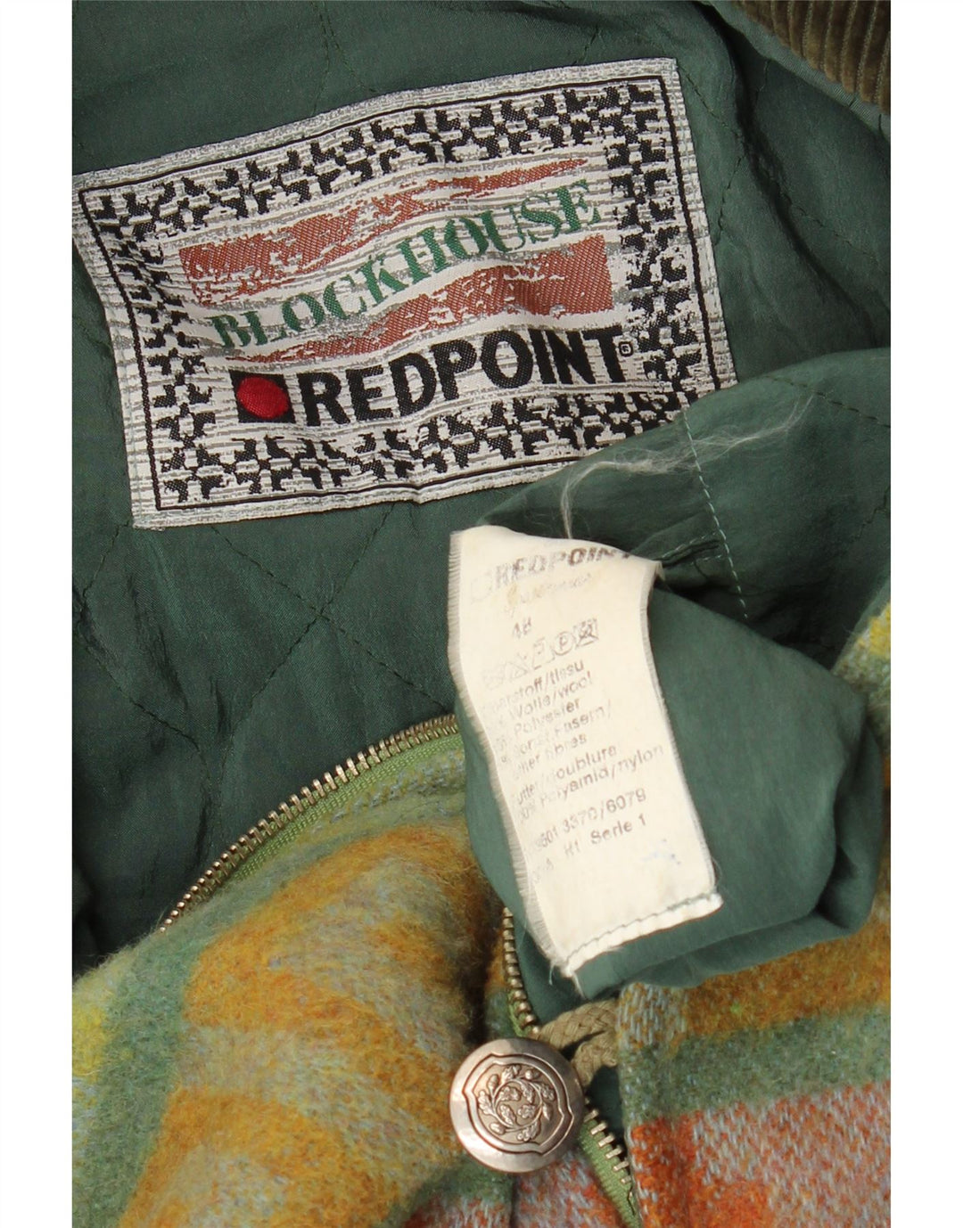 Redpoint Mens Windbreaker Coat IT 48 Medium Green Geometric Wool Aztec