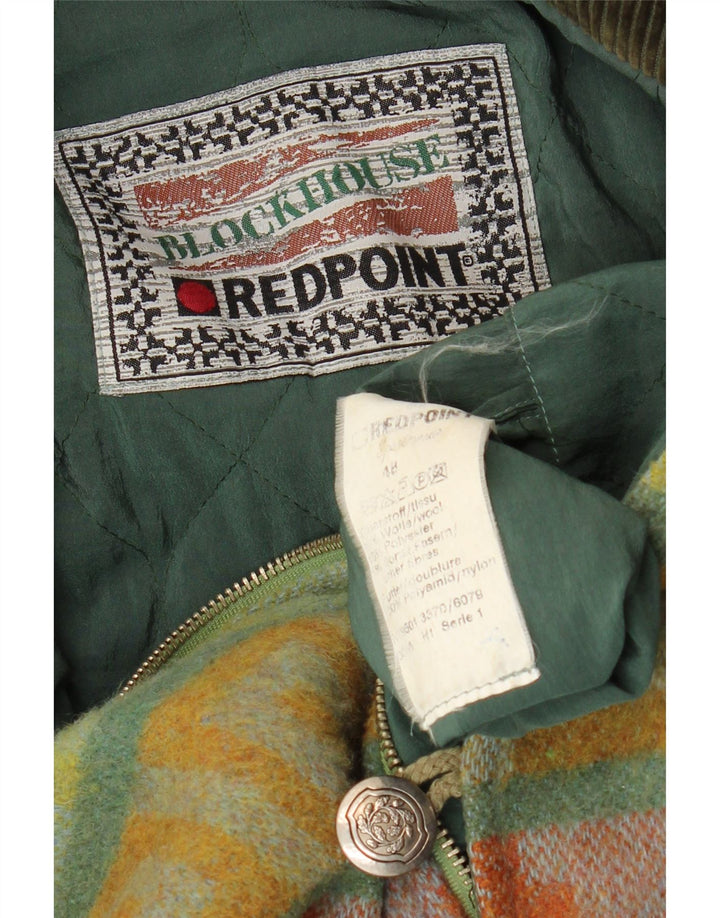 Redpoint Mens Windbreaker Coat IT 48 Medium Green Geometric Wool Aztec