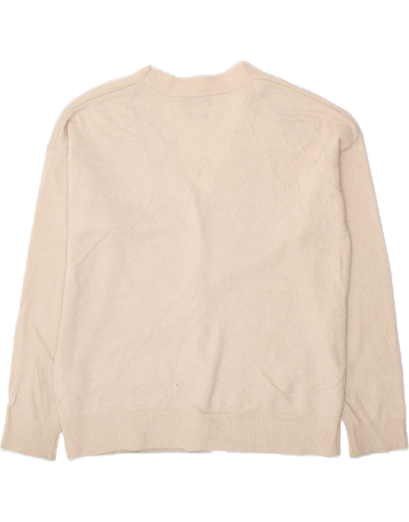 MASSIMO DUTTI Womens Cardigan Sweater UK 14 Medium Beige Wool | Vintage Massimo Dutti | Thrift | Second-Hand Massimo Dutti | Used Clothing | Messina Hembry 