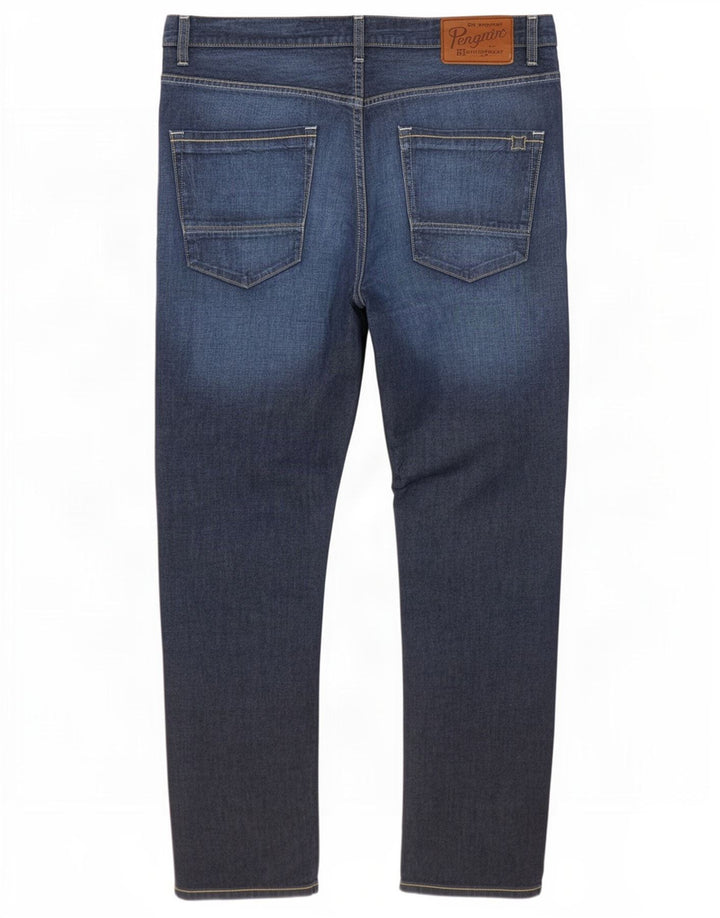 Penguin Mens Slim Jeans W36 L34 Blue Cotton