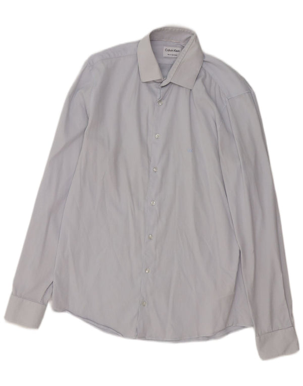 Calvin Klein Mens Slim Fit Shirt Size 39 Medium Blue Cotton