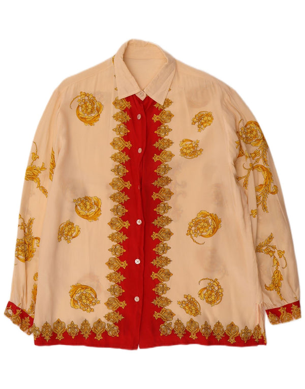Vintage Womens Shirt Blouse UK 18 XL Beige Floral