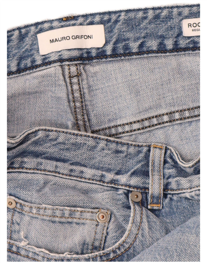 Mauro Grifoni  Mens Distressed Straight Jeans W33 L30 Blue Cotton