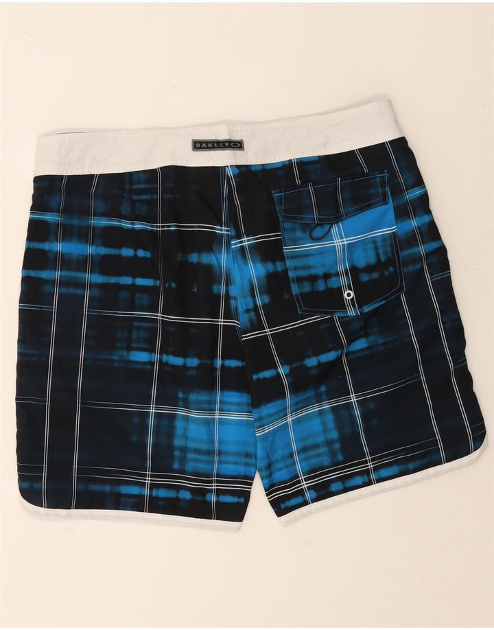 Oakley Mens Swimming Shorts XL Navy Blue Check Polyester