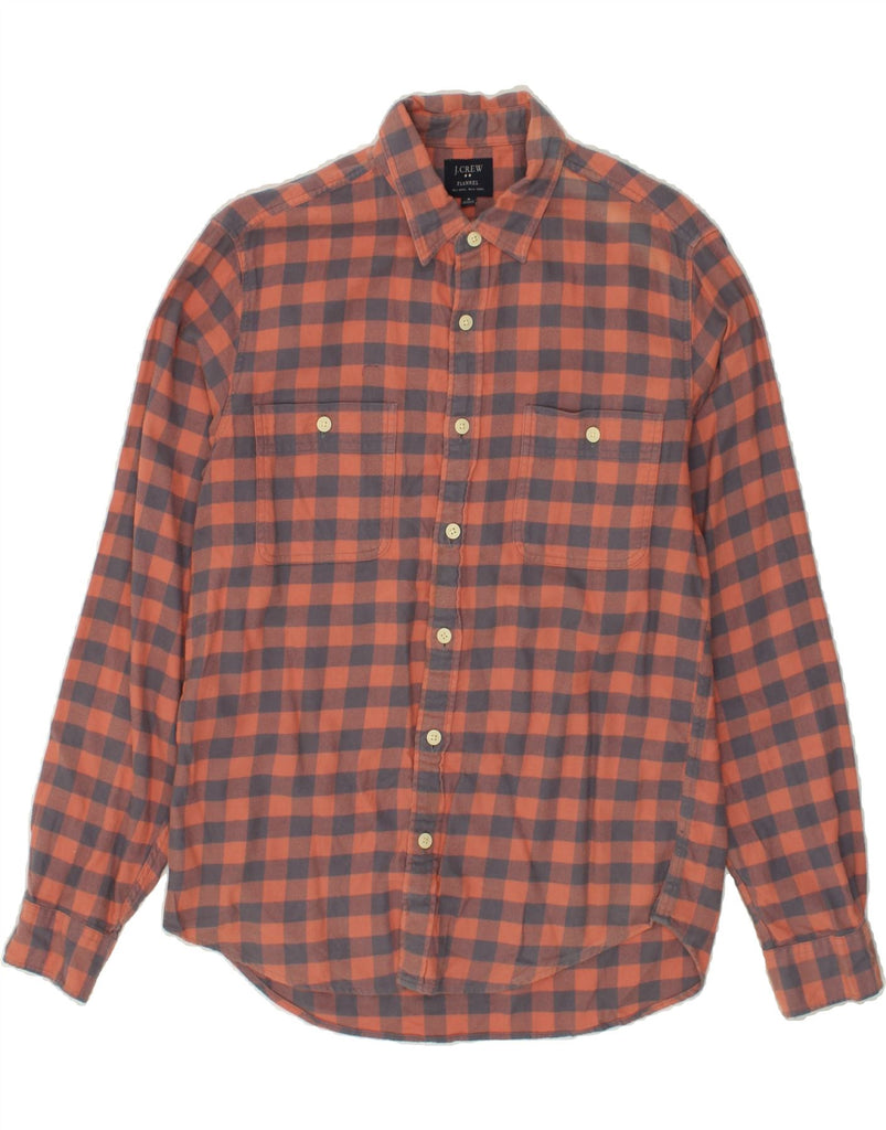 J. CREW Mens Flannel Shirt Medium Orange Gingham Cotton | Vintage J. Crew | Thrift | Second-Hand J. Crew | Used Clothing | Messina Hembry 