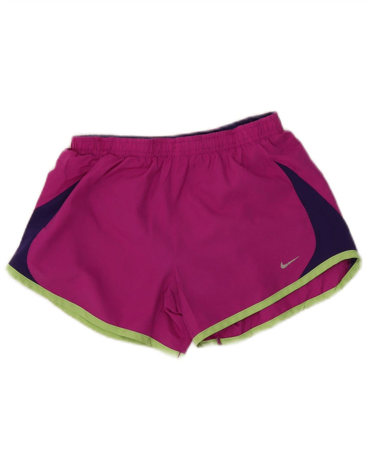 Nike Womens Sport Shorts UK 12 Medium Pink Colourblock Polyester