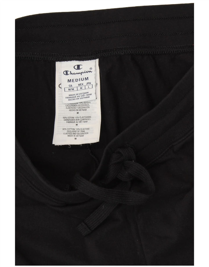 Champion Womens Graphic Sport Shorts UK 12 Medium Black Cotton