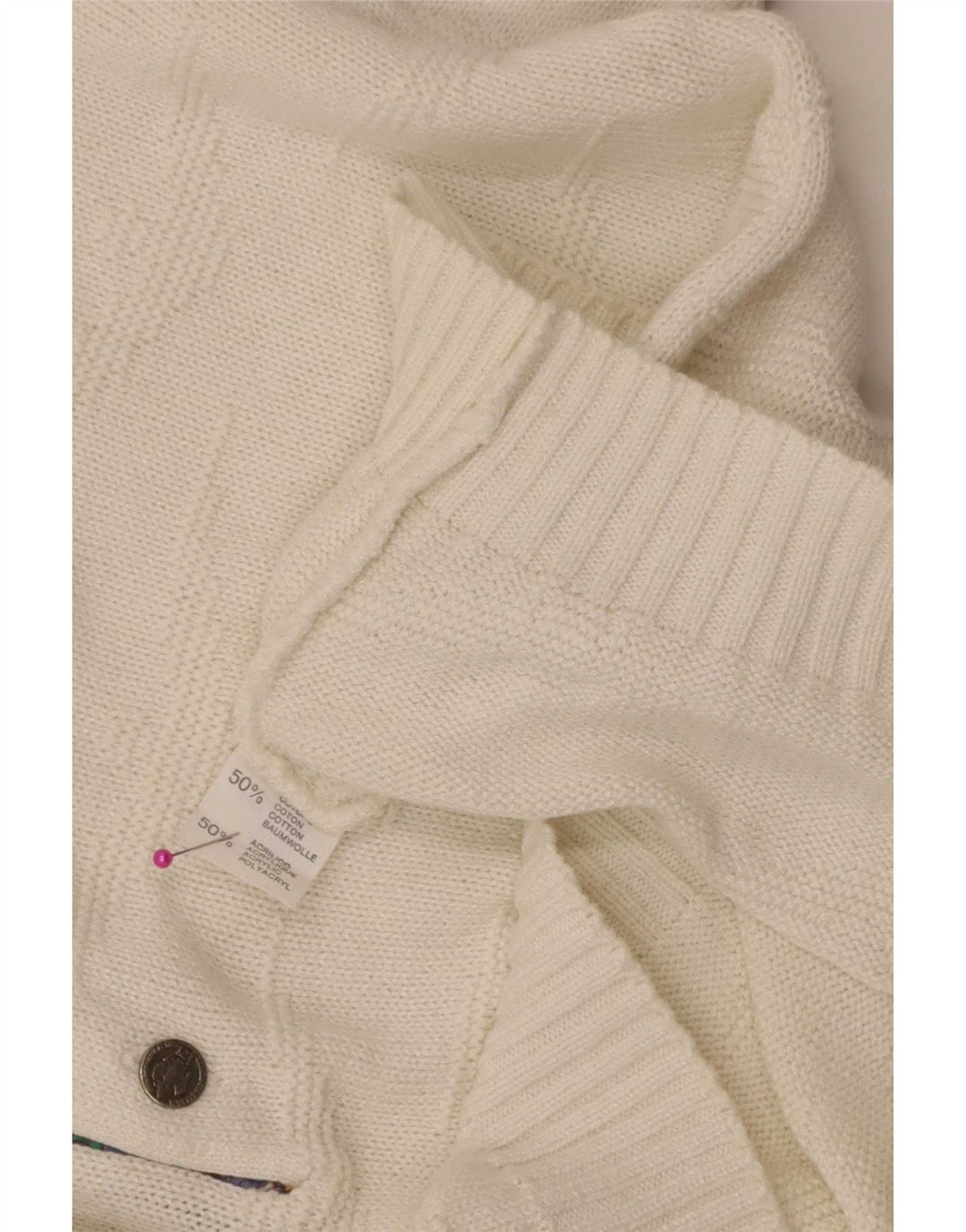 Vintage Mens Polo Neck Jumper Sweater Medium White