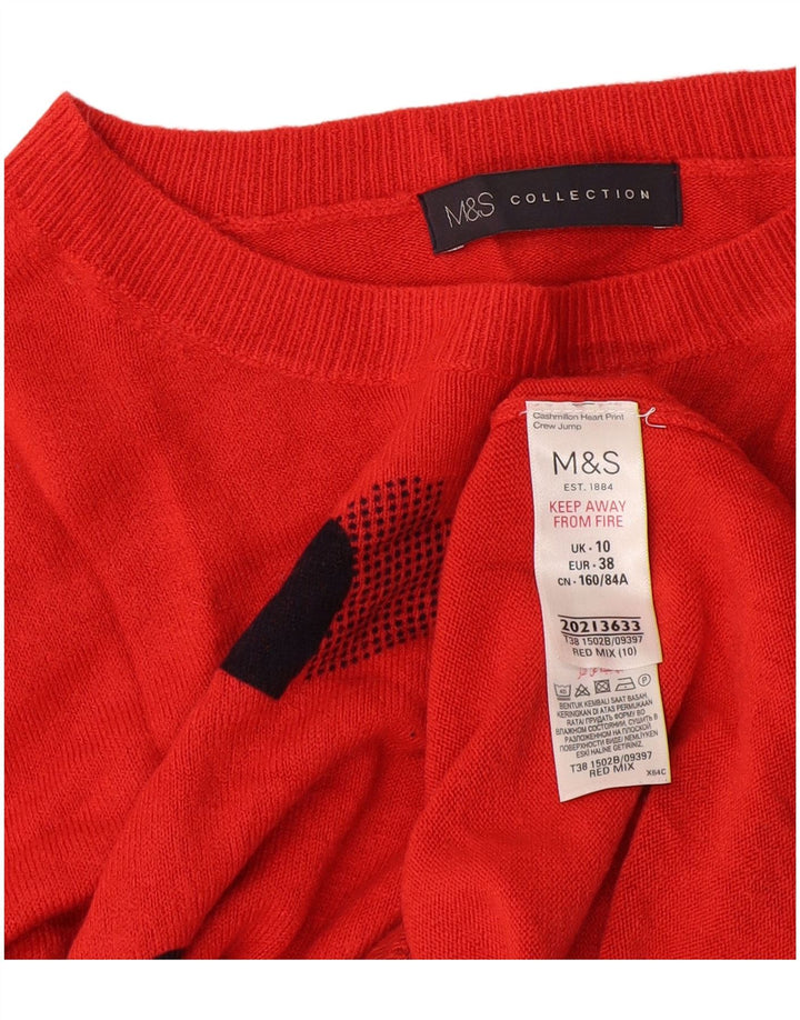 Marks & Spencer Womens Boat Neck Jumper Sweater UK 10 Small Orange