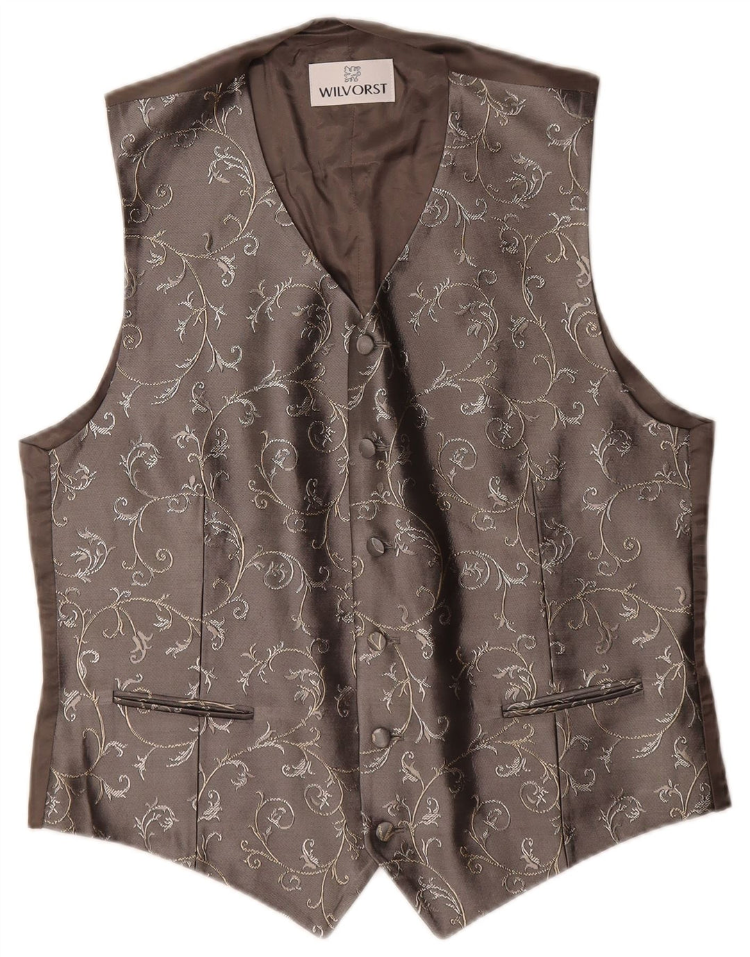 Wilvorst Mens Waistcoat Small Grey Floral