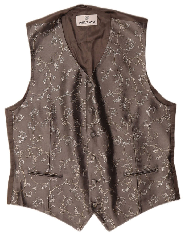 Wilvorst Mens Waistcoat Small Grey Floral