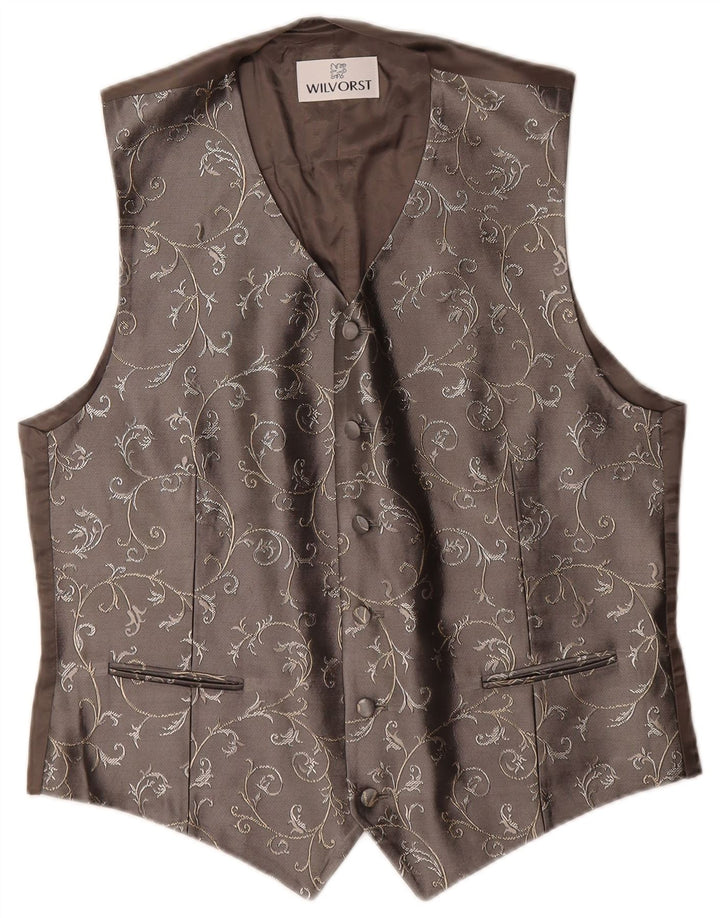 Wilvorst Mens Waistcoat Small Grey Floral