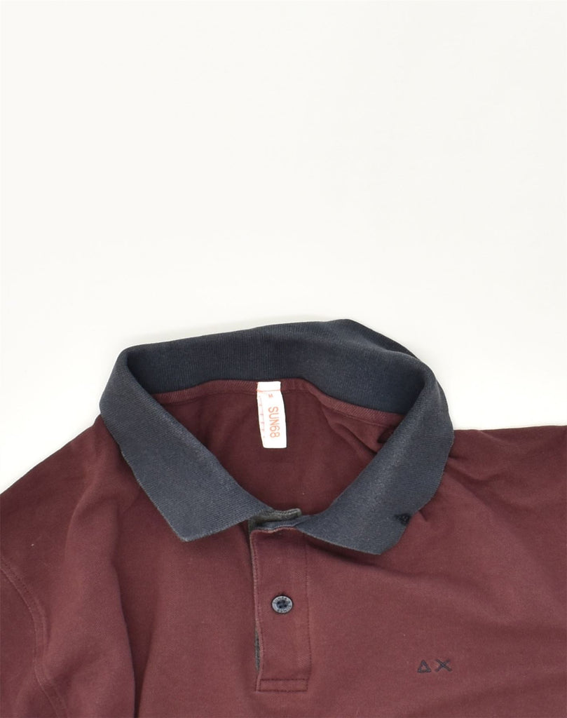 SUN68 Mens Long Sleeve Polo Shirt Medium Maroon Cotton | Vintage Sun68 | Thrift | Second-Hand Sun68 | Used Clothing | Messina Hembry 