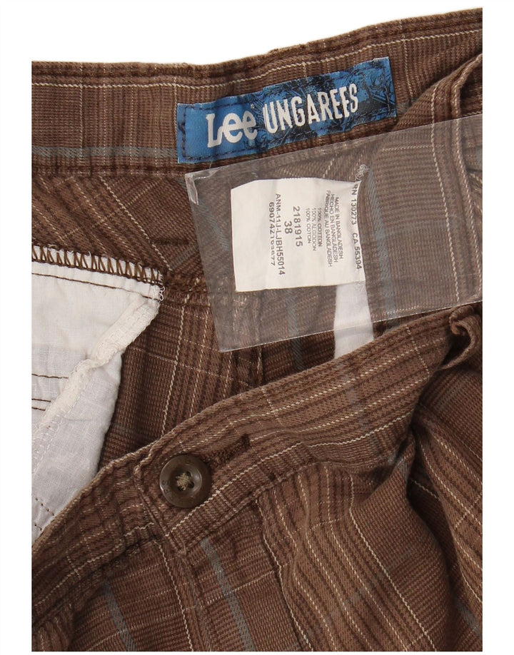 Lee Mens Cargo Shorts W38 XL Brown Check Cotton