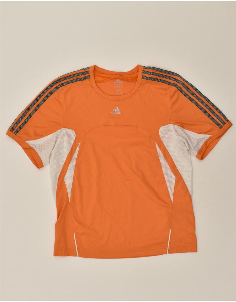 ADIDAS Boys T-Shirt Top 15-16 Years Orange Colourblock Polyester | Vintage Adidas | Thrift | Second-Hand Adidas | Used Clothing | Messina Hembry 