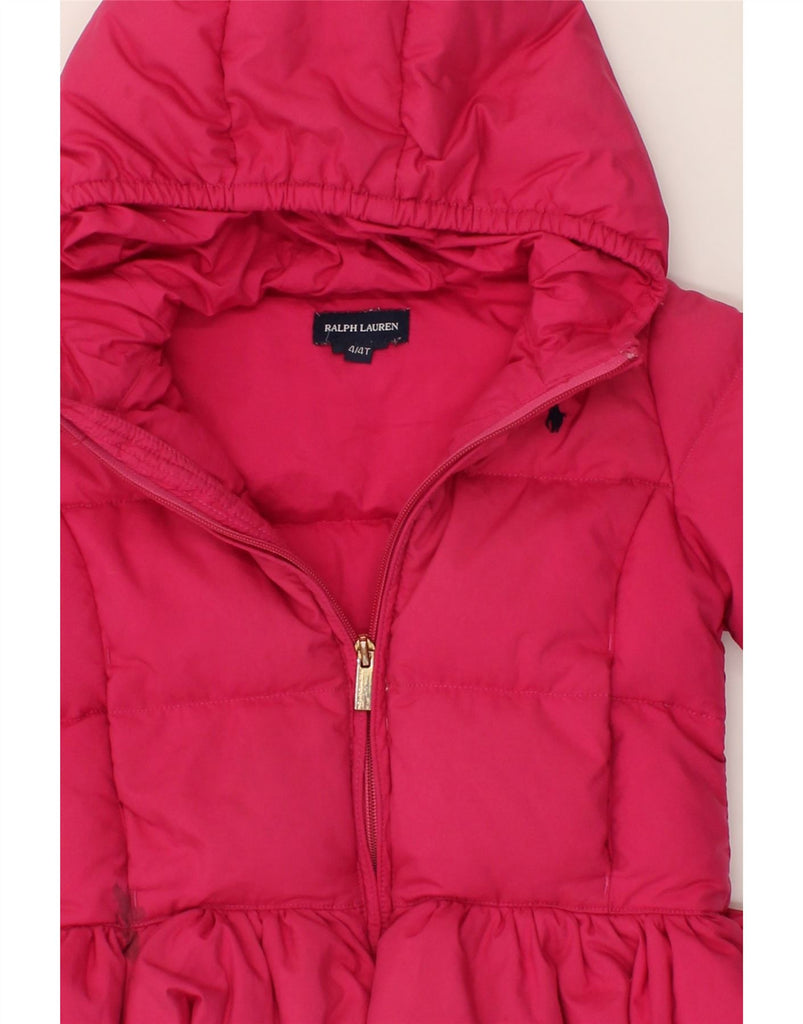 POLO RALPH LAUREN Girls Hooded Padded Jacket 3-4 Years Pink Polyester | Vintage Polo Ralph Lauren | Thrift | Second-Hand Polo Ralph Lauren | Used Clothing | Messina Hembry 
