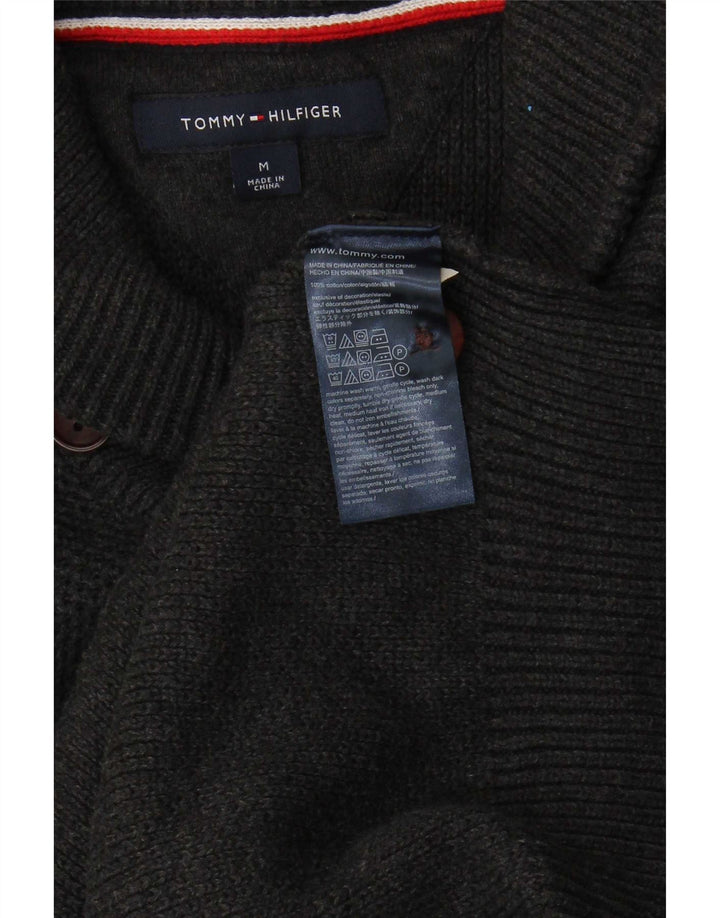 Tommy Hilfiger Mens Shawl Neck Jumper Sweater Medium Grey Cotton