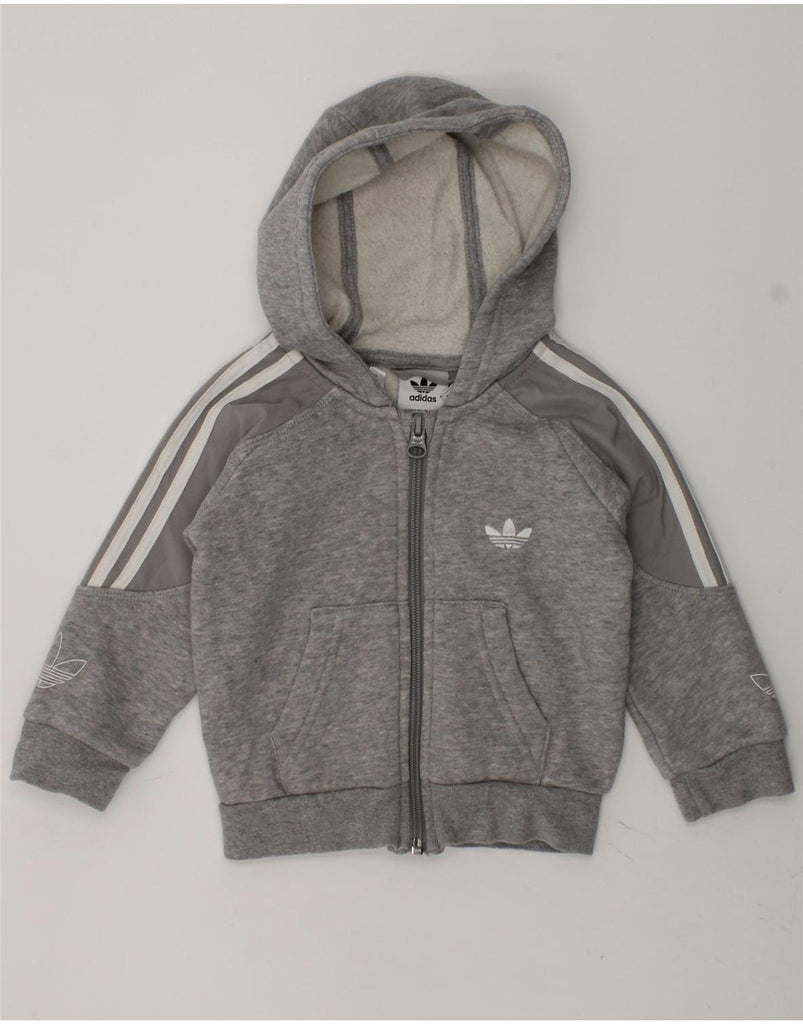 ADIDAS Baby Boys Zip Hoodie Sweater 6-9 Months Grey Cotton | Vintage Adidas | Thrift | Second-Hand Adidas | Used Clothing | Messina Hembry 