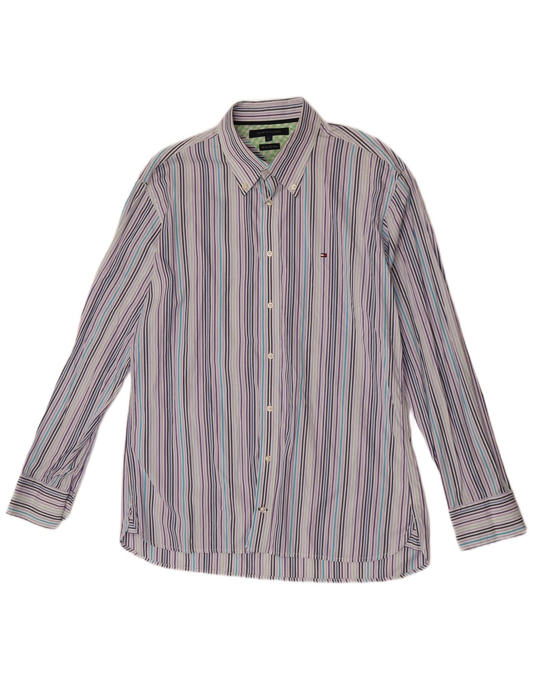 Tommy Hilfiger Mens Shirt Large Blue Striped Cotton