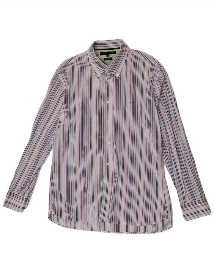 Tommy Hilfiger Mens Shirt Large Blue Striped Cotton
