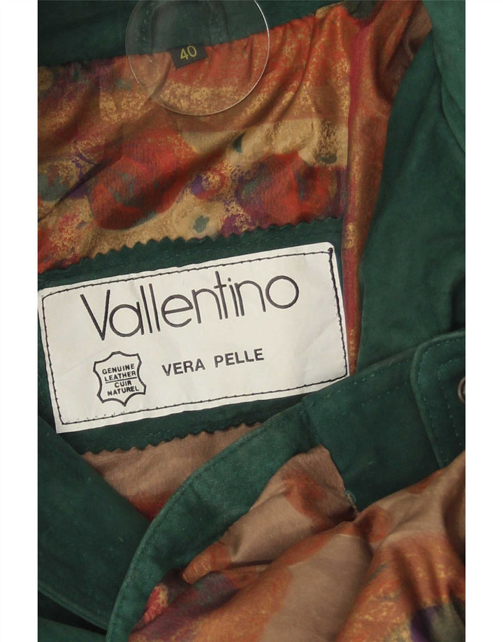 Vintage Womens Suede Oversized Parka Jacket IT 40 Small Green Leather