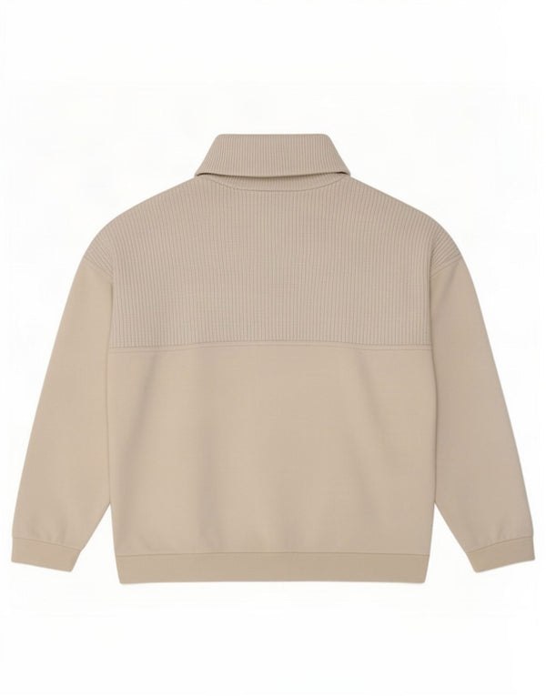 Zara Womens Zip Neck Sweatshirt Jumper UK 16 Large White Cotton