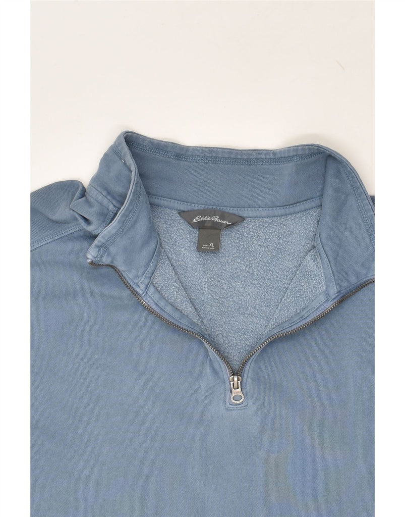 EDDIE BAUER Mens Zip Neck Sweatshirt Jumper XL Blue Cotton | Vintage Eddie Bauer | Thrift | Second-Hand Eddie Bauer | Used Clothing | Messina Hembry 