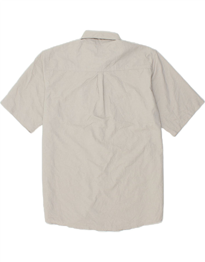 WRANGLER Mens Short Sleeve Shirt Large Grey Polyester