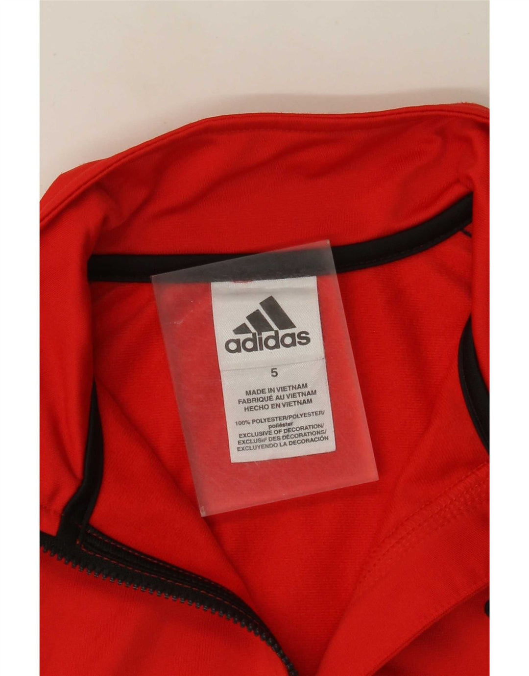 Adidas Boys Tracksuit Top Jacket 4-5 Years Red Colourblock Polyester