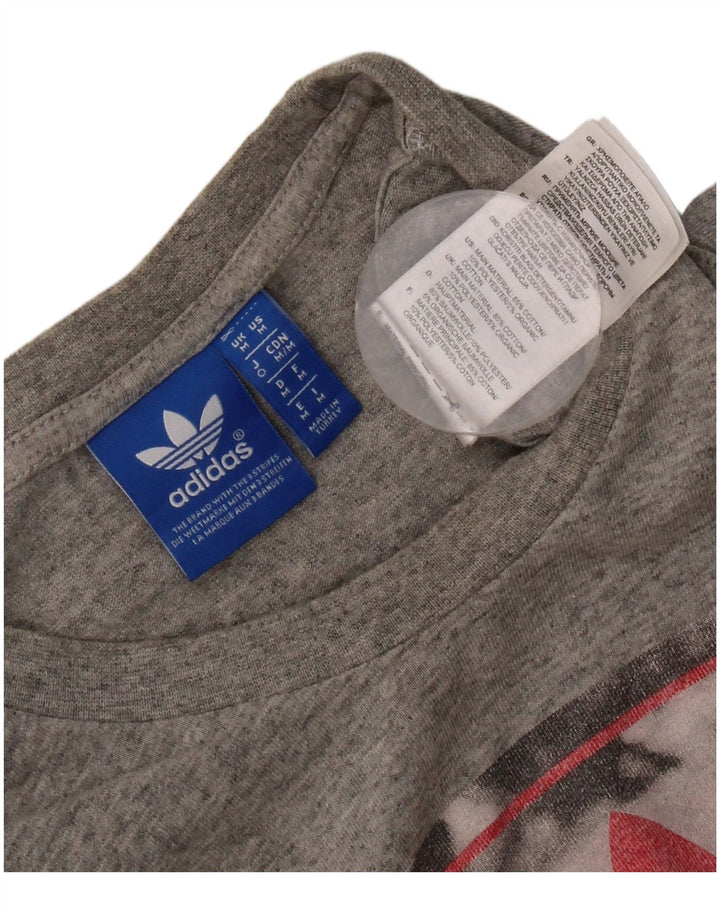 Adidas Mens Graphic T-Shirt Top Medium Grey Flecked Cotton