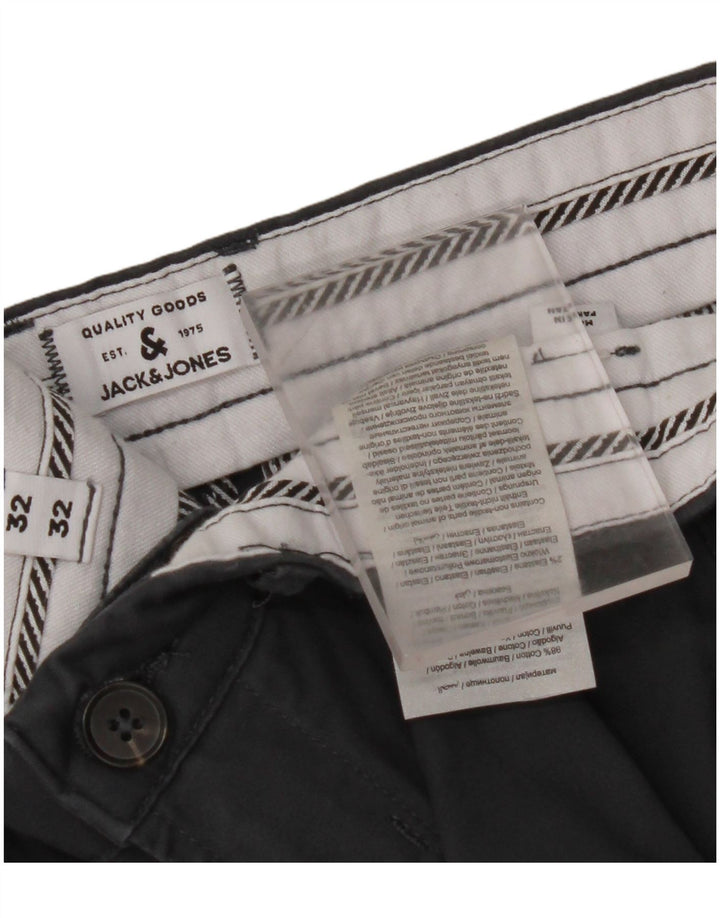 JACK & JONES Mens Slim Chino Trousers W32 L32 Grey Cotton