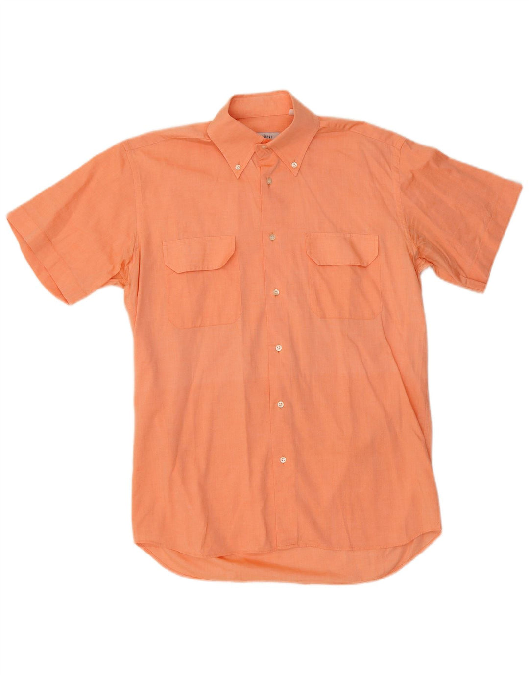Coveri Mens Short Sleeve Shirt Size 39 15 1/2 Medium Orange
