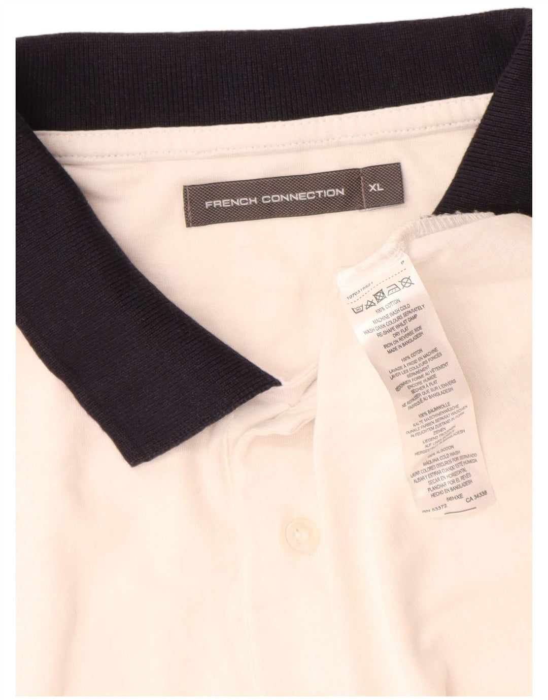 French Connection Mens Rugby Polo Shirt XL White Cotton