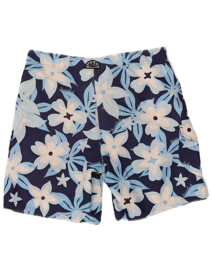 SUNDEK Mens Swimming Shorts W34 Large Blue Floral Polyester